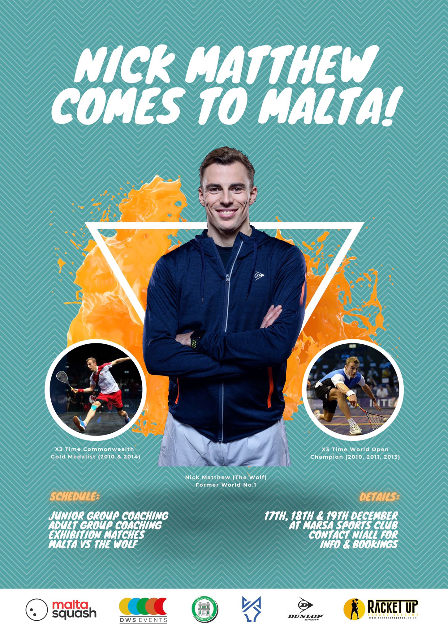 Nick Matthew in Malta: Coaching Clinic & Exhibition